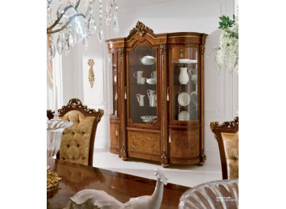 Vitrina gabinetes vitrinas madera lujo gabinete de vidrio mueble armario marrón barroco nuevo