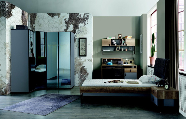 Escritorio marrón mesa dormitorio juvenil muebles de madera 131x63x109cm.