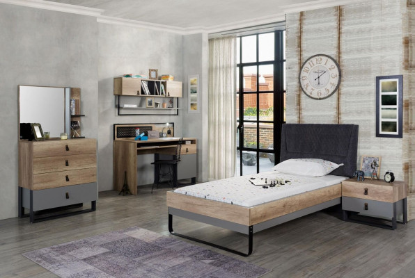 Escritorio marrón mesa dormitorio juvenil muebles de madera 131x63x109cm.