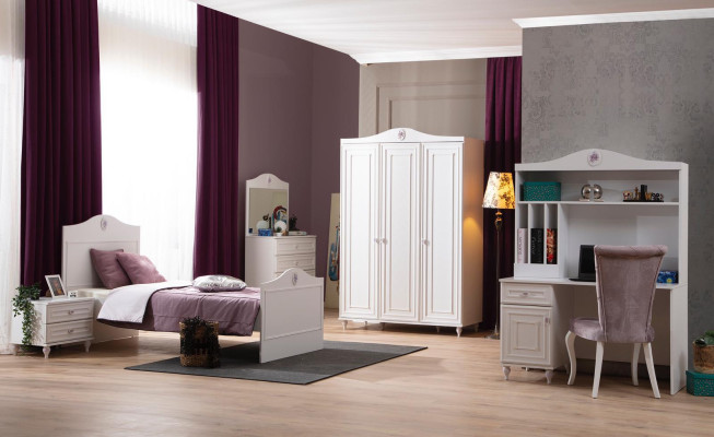 Cama juvenil para niños Diseño moderno blanco cama habitación infantil nueva