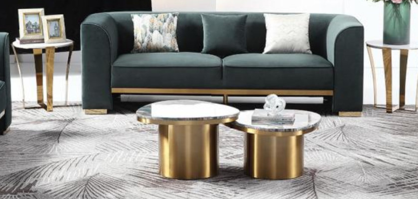 Sofá conjunto 3-2-1 asientos, conjunto de 2 mesas auxiliares, 2 mesas de café, muebles de lujo de 7 piezas. Nuevo.