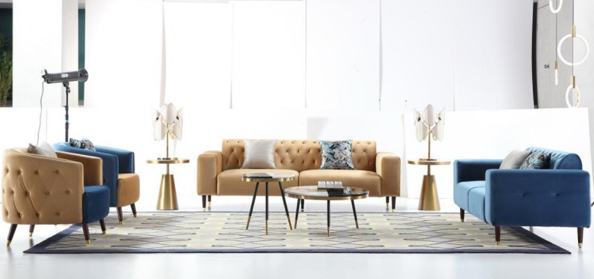 Sofá de tres plazas de diseño de tapicería moderno para salón, muebles nuevos.