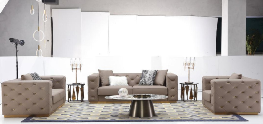 Sofá de diseño moderno de tres plazas con tapizado, Chesterfield, muebles de lujo.