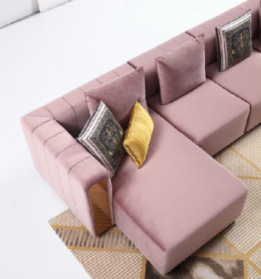 Sofá esquinero en forma de L, mesa de centro, esquina tapizada, sala de estar, muebles de lujo, sofá, sofá de 3 piezas.