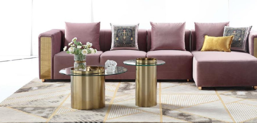 Sofá esquinero en forma de L, mesa de centro, esquina tapizada, sala de estar, muebles de lujo, sofá, sofá de 3 piezas.