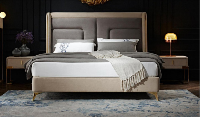 Conjunto completo de dormitorio Cama 2x Mesita de noche 3 pzas. Sets Camas de diseñador de lujo