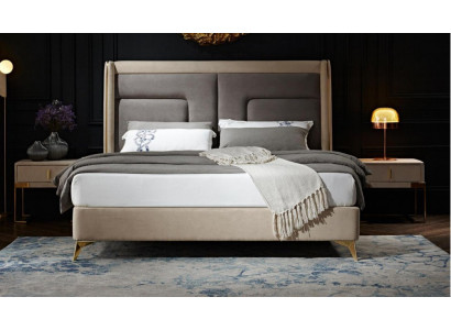 Diseño de cama de lujo para dormitorio, cama acolchada, muebles de hotel para dormir doble de 180x200.