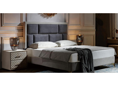 Dormitorio 3 piezas. Juego de cama 2x Mesita de noche Consola Camas Dobles Acolchadas Hotel