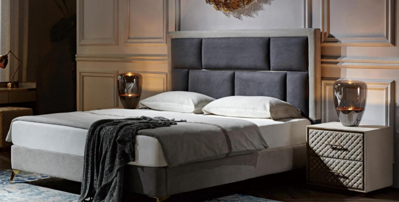 Camas Muebles Dormir Hotel Doble Lujo Dormitorio Cama Diseño Acolchado Terciopelo Nuevo