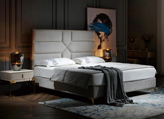 Cama doble Dormitorio del hotel Matrimonio de lujo Cama 2x Mesita de noche 3 piezas. Juego de cama nuevo