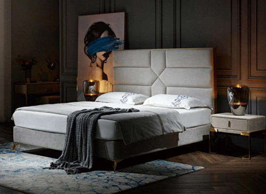 Cama doble Dormitorio del hotel Matrimonio de lujo Cama 2x Mesita de noche 3 piezas. Juego de cama nuevo