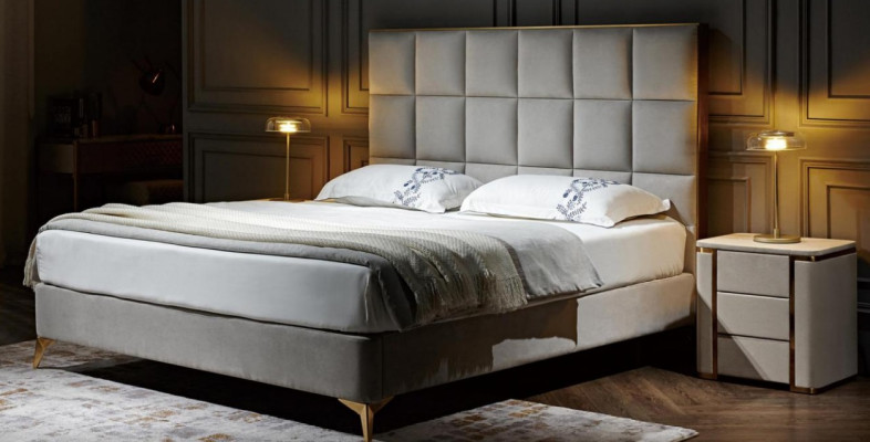 Cama de 2 plazas 2x mesita de noche 3 piezas Conjunto de dormitorio Grupo de lujoso diseñador Nuevo conjunto