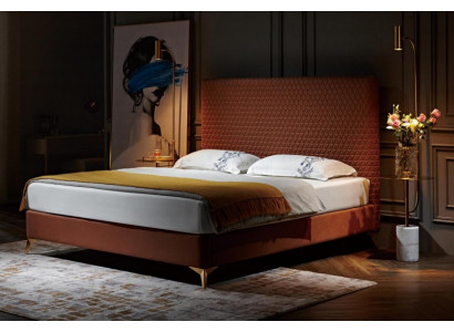 Cama de lujo Cama tapizada de cuero Cama matrimonial Cama de hotel de dormitorio 180x200cm.