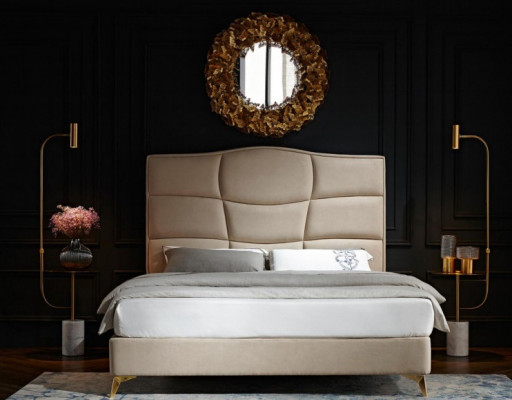 Dormitorio Cama doble de 180x200 cm Cama de lujo Moderna Textil Nuevo