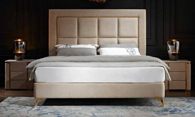 Cama 2x Mesita de noche 3 piezas. Juego de dormitorio de diseño Lujo Dormitorio Completo Nuevo