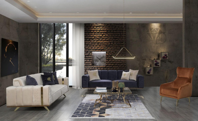 Sillón de una plaza de lujo tapizado de tela marrón para sala de estar, nuevo.