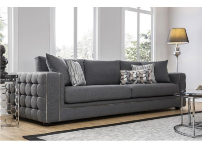 Sofá de salón de lujo de 2 plazas en color gris Chesterfield, nuevo.