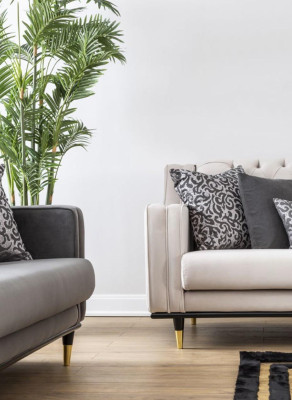 Sofá conjunto de sofá de tela Mesa auxiliar de muebles de sofá Tapizado en Chesterfield de 3 piezas