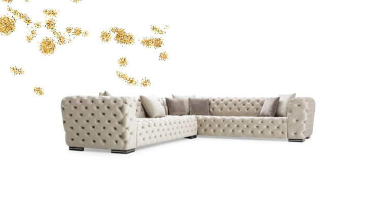 Sofá Chesterfield de lujo con esquina, conjunto de sofás, sofá tapizado, sofá tapizado de esquina, nuevo.