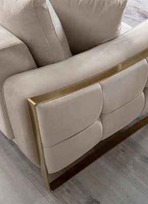 Sofá esquinero en forma de L, sofá, diseño de sofá, tapizado textil, conjunto de esquina beige.