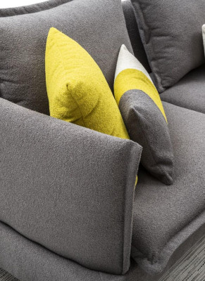 Sofá De Tela Chesterfield Gris Sofá De Esquina De Lujo Sofá De Grupo De Asientos Sofá De Asiento De Tela De Epoca