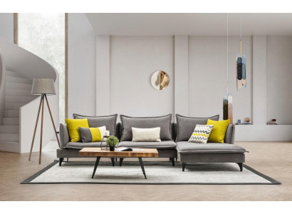 Sofá De Tela Chesterfield Gris Sofá De Esquina De Lujo Sofá De Grupo De Asientos Sofá De Asiento De Tela De Epoca