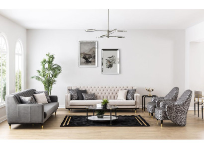 Set de lujo de 5 piezas de sofá 3+3+1+1 Juego de sofá mesa auxiliar sofá sillón