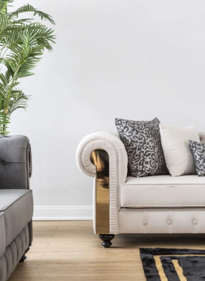 Sofá Chesterfield de 3 plazas diseño salón tapizado madera cuero moderno lujo