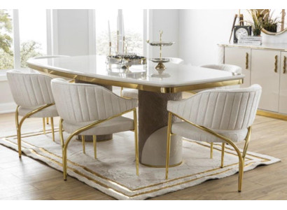 Mesa de comedor de lujo con 6 sillas Grupo de metal de 7 piezas Metal