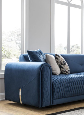 Sofá de lujo de 4 plazas para salón diseño moderno azul sofás de cuero nuevos
