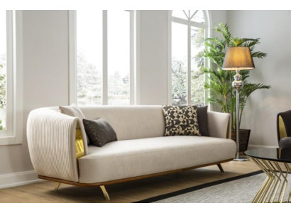 Sofá moderno de 2 plazas, sofá acolchado blanco, tela para asiento, diseño de sofá, sofás de tela.
