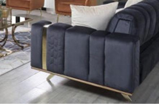 Sofá de lujo de 3 piezas en tela para sala de estar con 4+3+1 plazas.