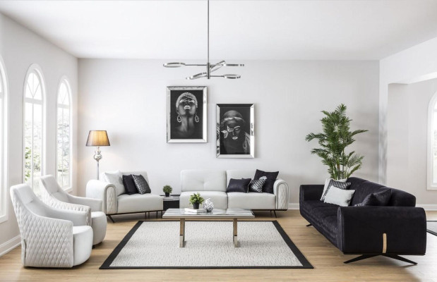 Sofá de lujo de 4 plazas de cuero para sala de estar, diseño moderno, sofás acolchados.
