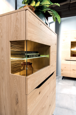 Vitrina de lujo de madera armario de diseñador vitrinas estantes 108,8 x 57,3 cm Nuevo