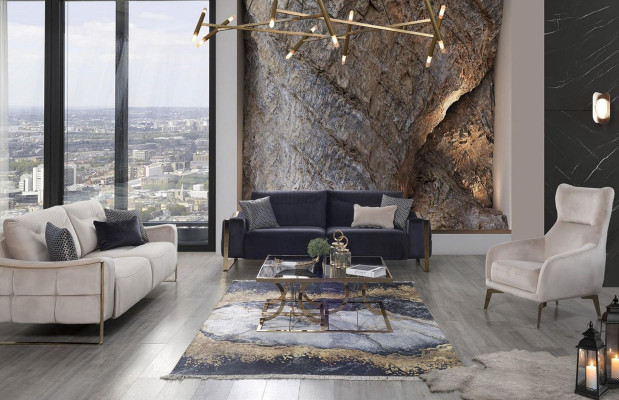 Sillón clásico de lujo, tapizado en textil, asiento acolchado, de una plaza, moderno, blanco, nuevo.