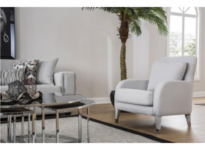 Silla de diseño de lujo moderna para sala de estar con cojines de madera gris nuevos