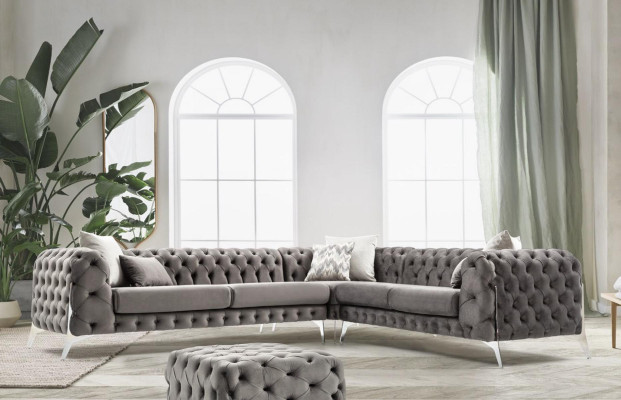 Sofá esquinero de lujo Chesterfield gris, sofá cojín, nuevo sofá esquinero.