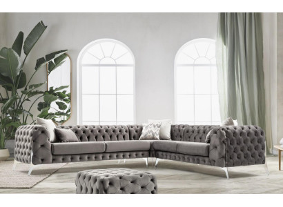 Sofá esquinero de lujo Chesterfield gris, sofá cojín, nuevo sofá esquinero.