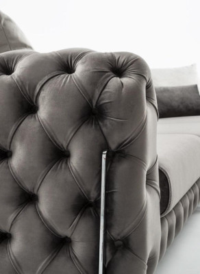 Sofá esquinero de lujo Chesterfield gris, sofá cojín, nuevo sofá esquinero.