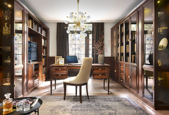 Sistema de oficina decorativo muebles vitrinas archivadores estantes armario de madera clásico.