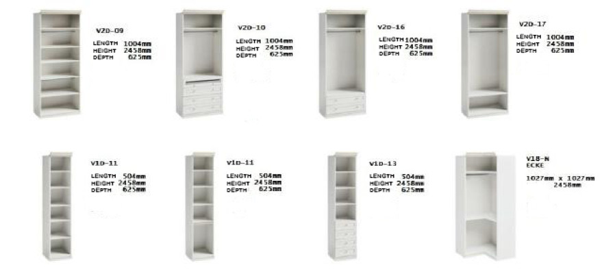 Modelo Element V-18N para armario empotrado. Armario ropero. Muebles italianos.