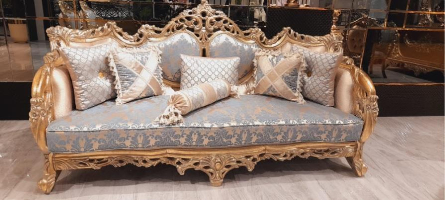 Muebles de lujo de 2 piezas. Conjunto clásico de sofá y sofá.