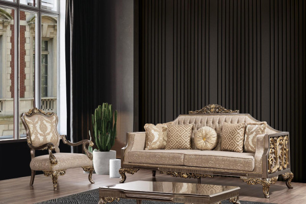 Sofá clásico de lujo Muebles tapizados Sofás Mobiliario Decoración Barroca