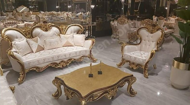 Conjunto de sofás clásicos barrocos rococó 3+1 asientos, muebles completos.