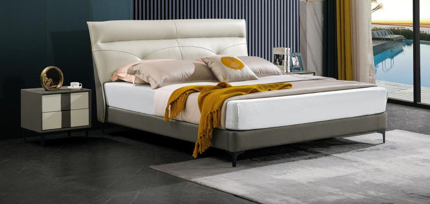 Diseñador cama doble de cuero nueva A591