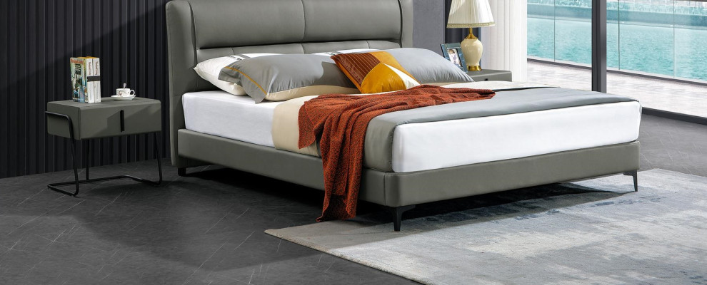 Cama doble Cama de cuero Camas Diseñador Cama de imitación de cuero Dormitorio Nuevo
