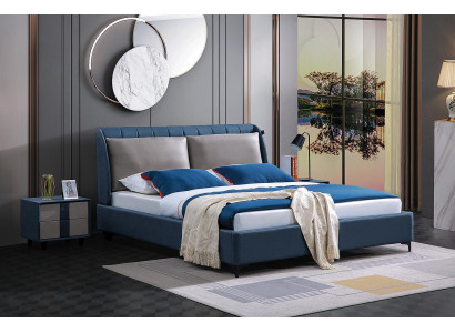 Diseñador de camas dobles tapizadas. Cama dormitorio cama matrimonial textil cuero nuevo.