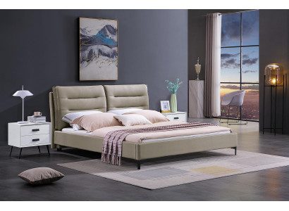 Muebles Camas Cama doble Dormitorio Lujo Cama doble Beige Hotel Mobiliario