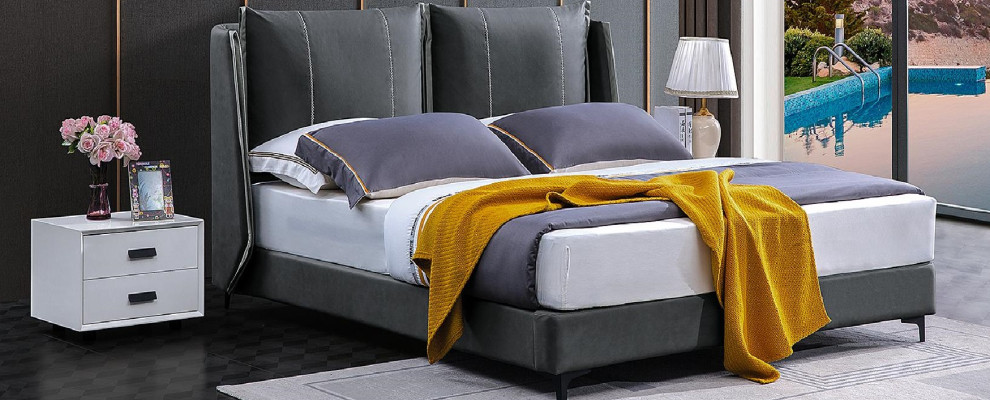 Cama doble dormitorio camas de lujo cama doble beige hotel mobiliario