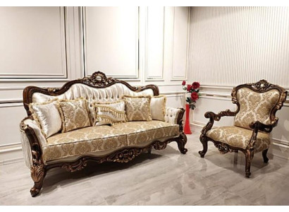 Conjunto de sofás clásicos, sofá de salón, sofá, muebles, mobiliario de 3+1 asientos.